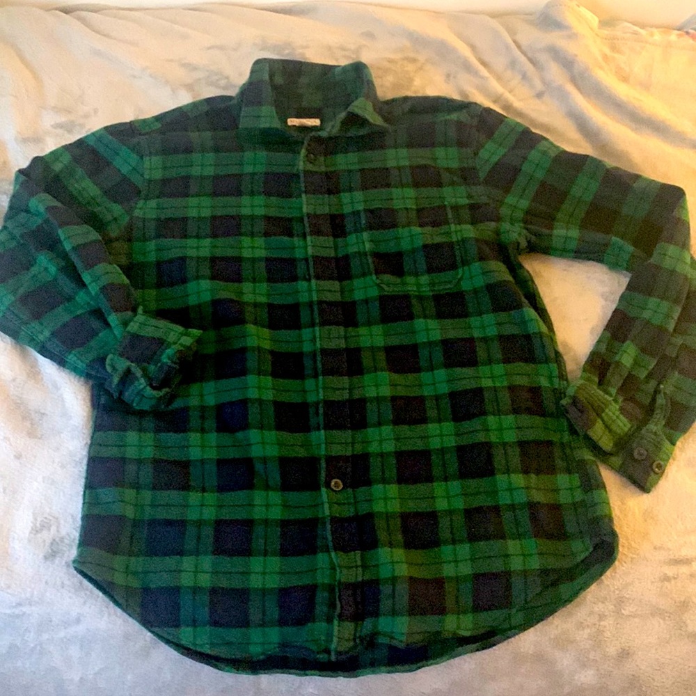 Medium Merona Plaid Green and Blue Flannel